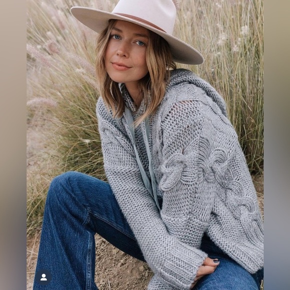 Lovestitch Kelly Oatmeal Chunky Cable Knit Hoodie Hood Sweater - Picture 3 of 8